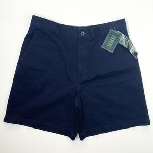 NWT! Lauren Ralph Lauren Women's 10P Flat Front Navy Blue Chino Shorts Petite‎